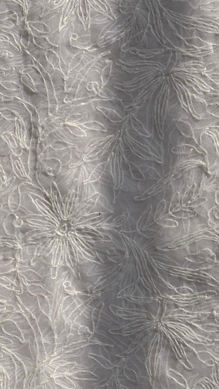 LUCKNAWI WHITE CHIKANKARI TEPCHI WORK DUPATTA