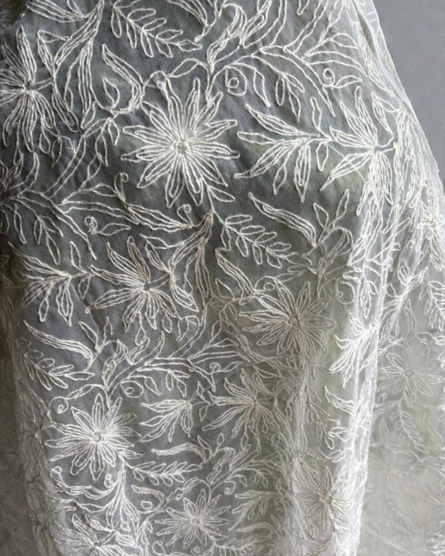 LUCKNAWI CHIKANKARI TEPCHI WORK CHIFFON DUPATTA