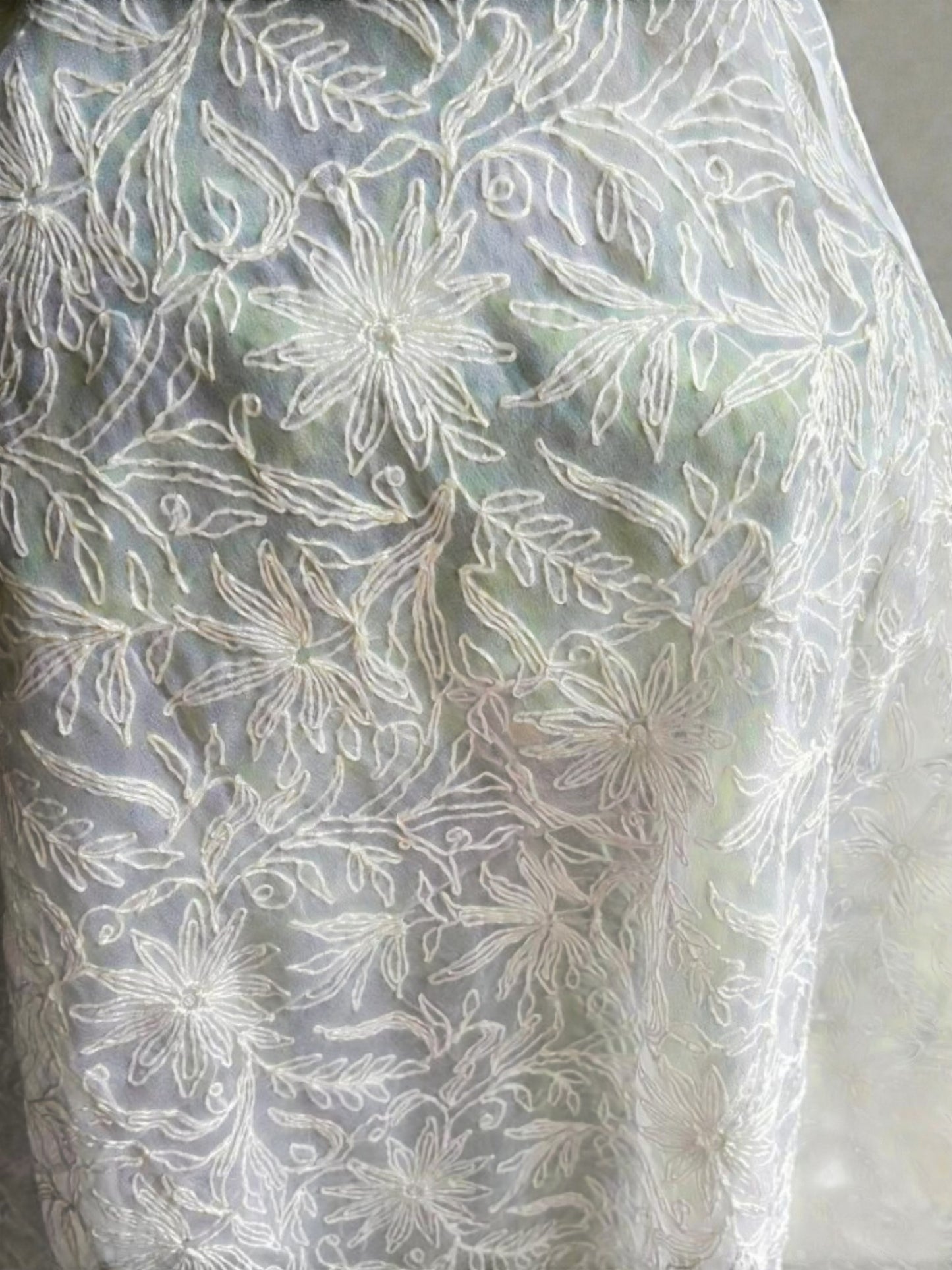 LUCKNAWI CHIKANKARI TEPCHI WORK CHIFFON DUPATTA