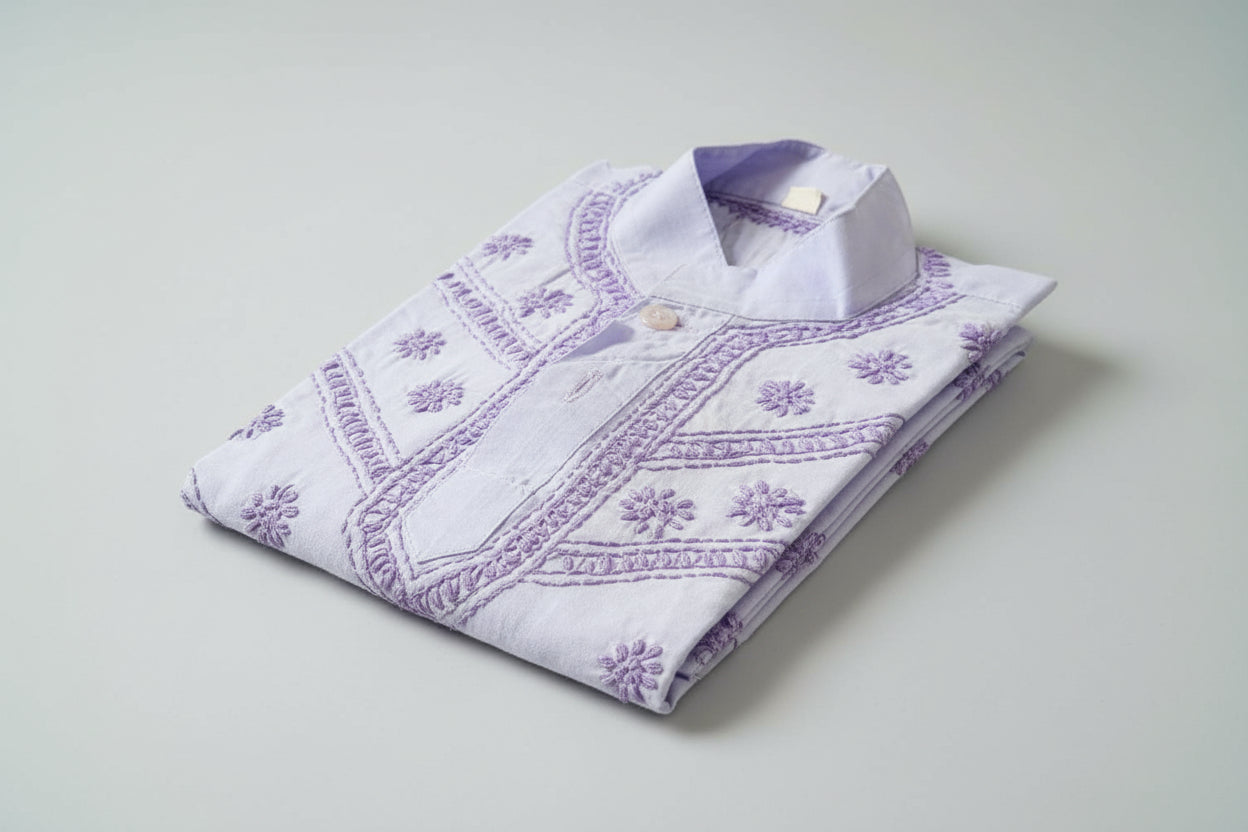 BOYS LUCKNOWI CHIKANKARI KURTA PAJAMA SET