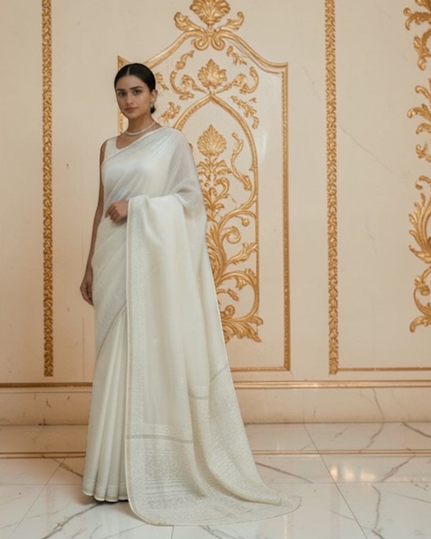 SINGNATURE SINGLE -PURE CHANDERI COTTON CHIKANKARI SAREE