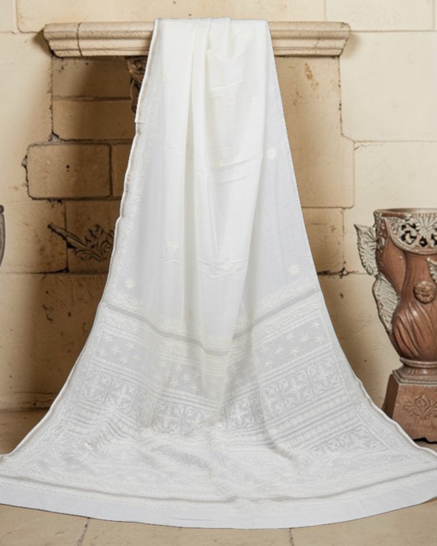 PURE CHANDERI COTTON CHIKANKARI SAREE- SIGNATURE SINGLE