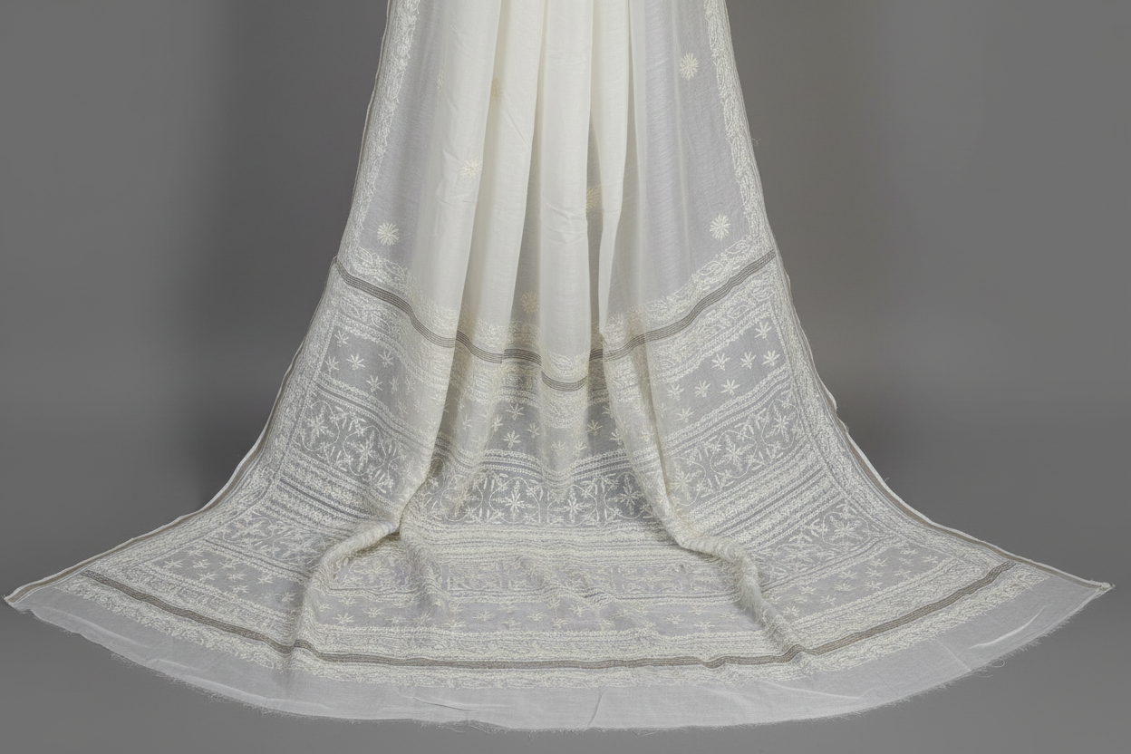 PURE CHANDERI COTTON CHIKANKARI SAREE- SIGNATURE SINGLE