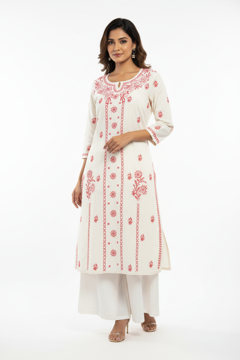 Vibrant Chikankari Kurta Model Image