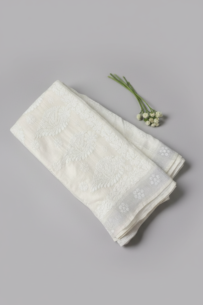 HANDCRAFTED CHANDERI COTTON CHIKANKARI SAREE